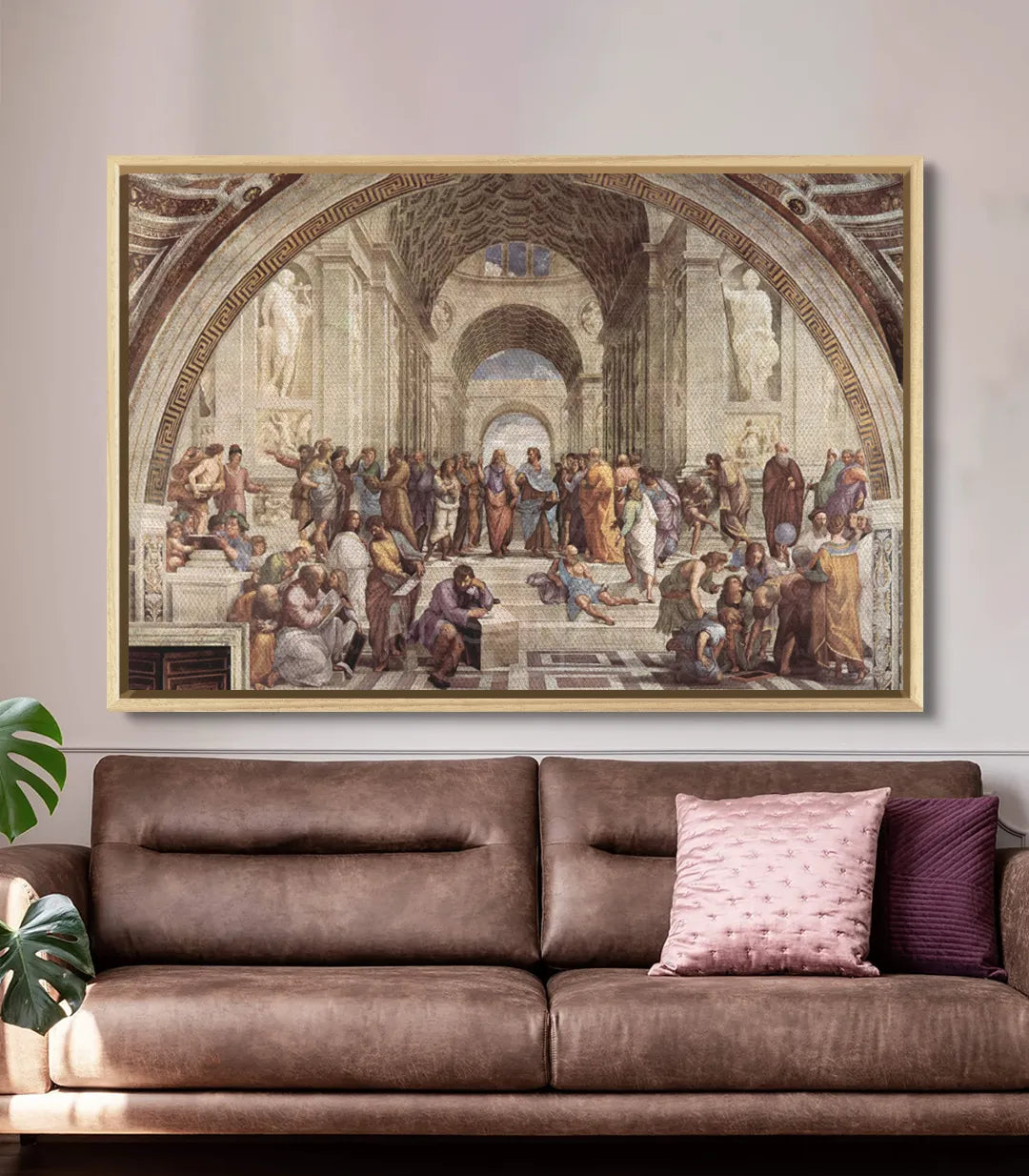 Decoración de despacho con cuadro clásico La Escuela de Atenas Massinart