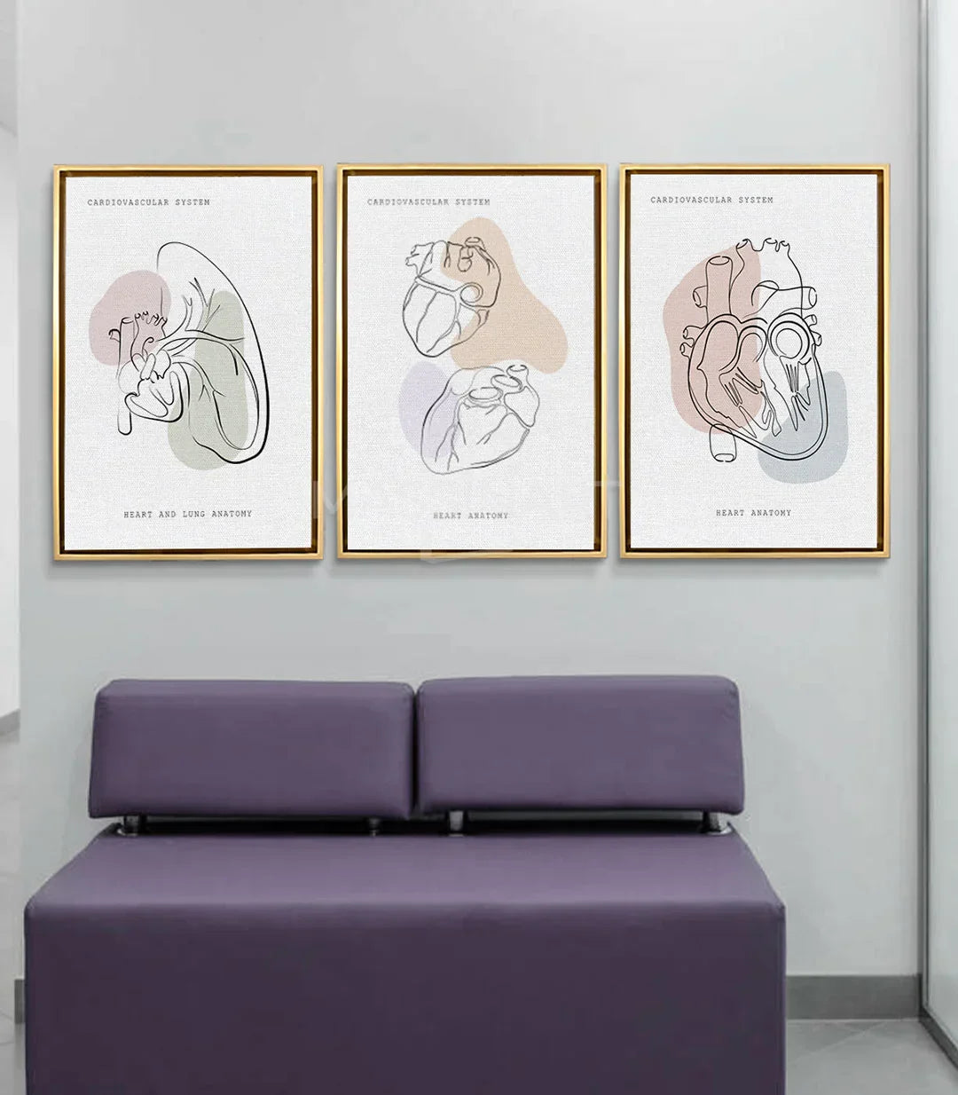 Cuadro Heart Anatomy - corazón anatómico central, tonos beige y lavanda — Massinart