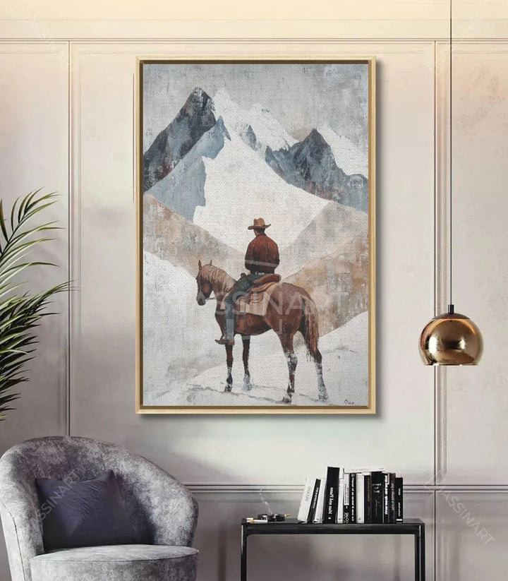 Cuadro Cowboy western vertical en decoración de pasillo contemporáneo — Massinart