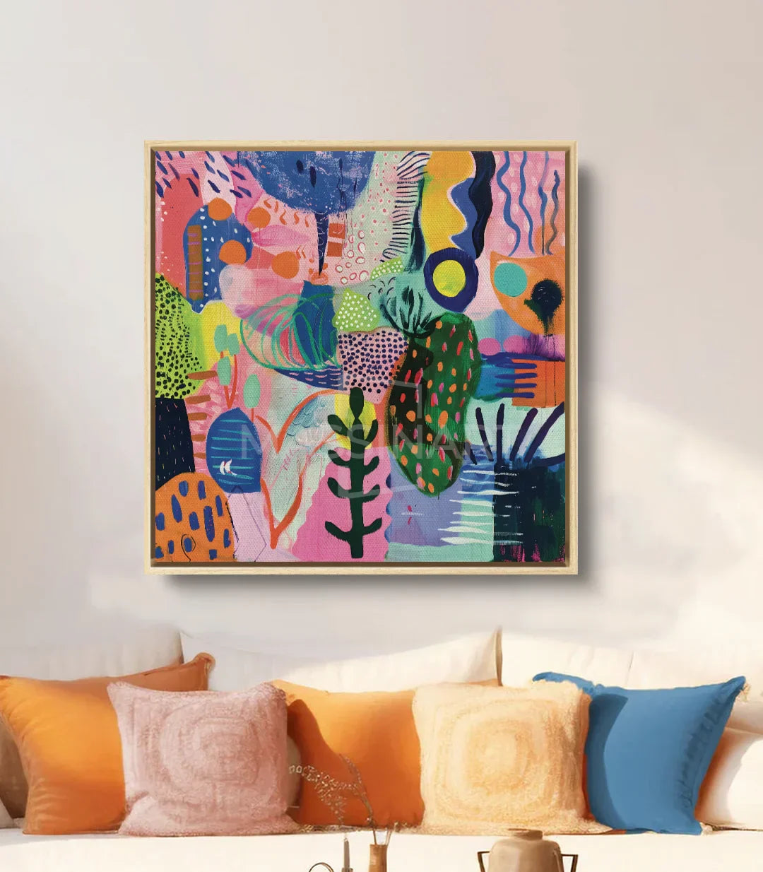 Cuadro Sylvan Muse en interior contemporáneo, decoración de salón multicolor — Massinart