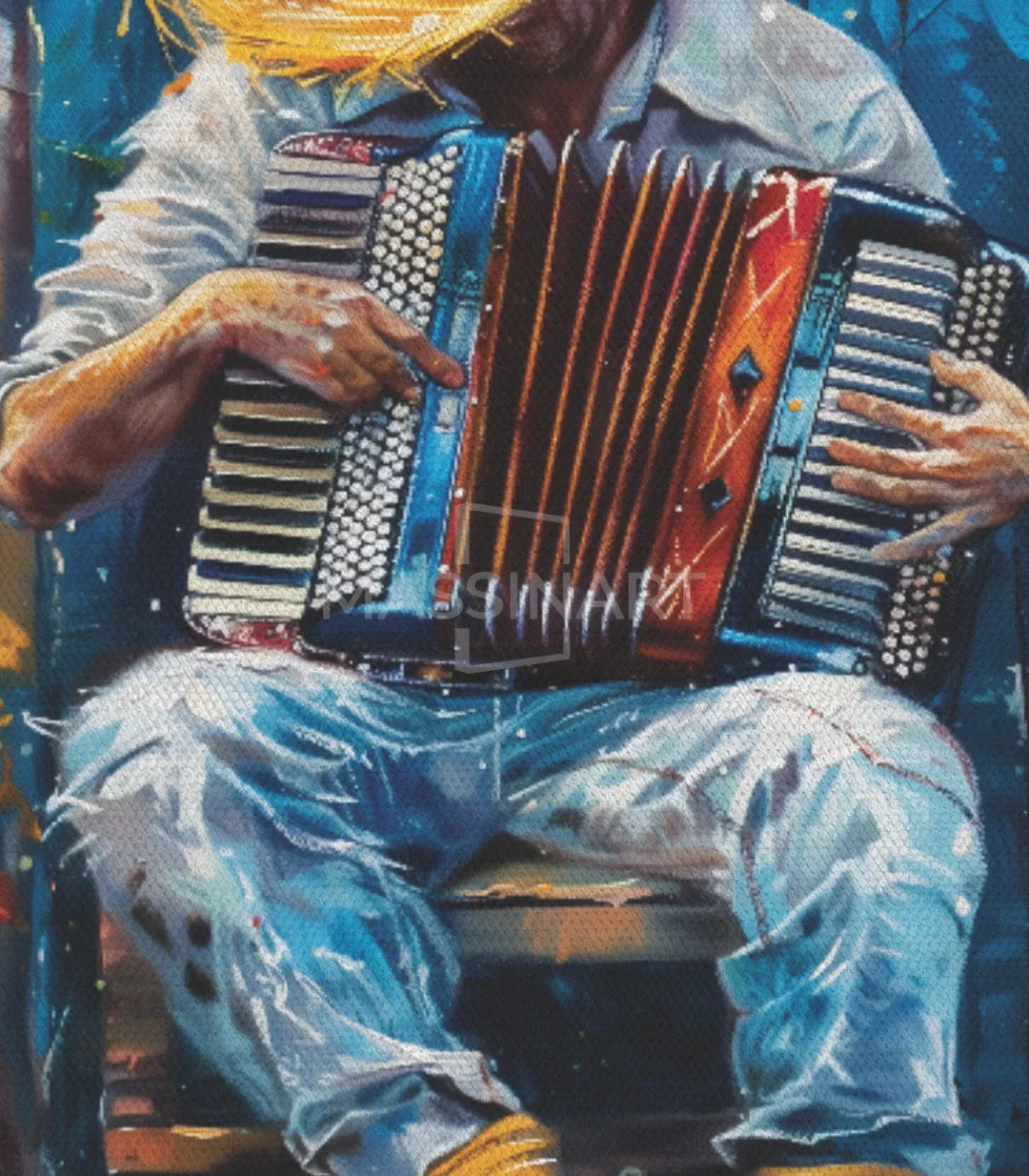 Cuadro Accordionist enmarcado en negro — lienzo canvas con marco de madera