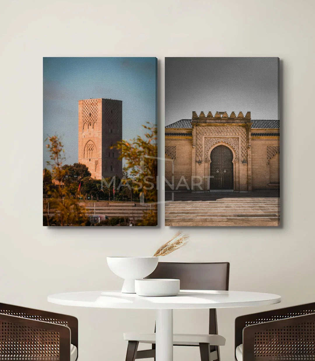 Decoración de pared moderna con díptico Royal Heritage sobre fondo blanco Massinart