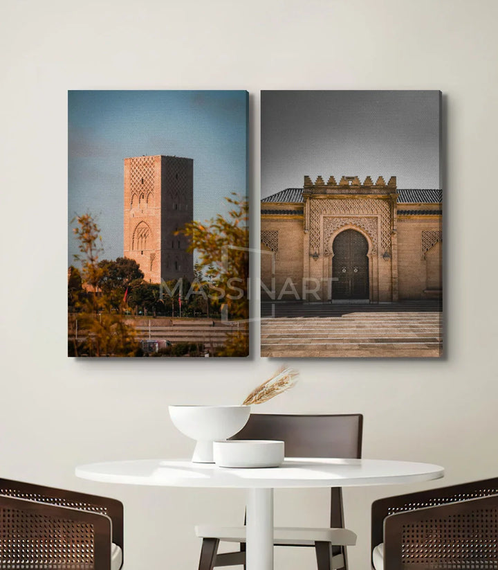 Decoración de pared moderna con díptico Royal Heritage sobre fondo blanco Massinart