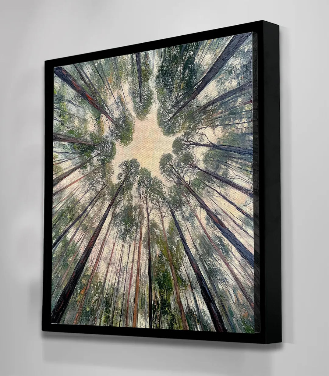 Ambiente salón con cuadro naturaleza bosque Massinart