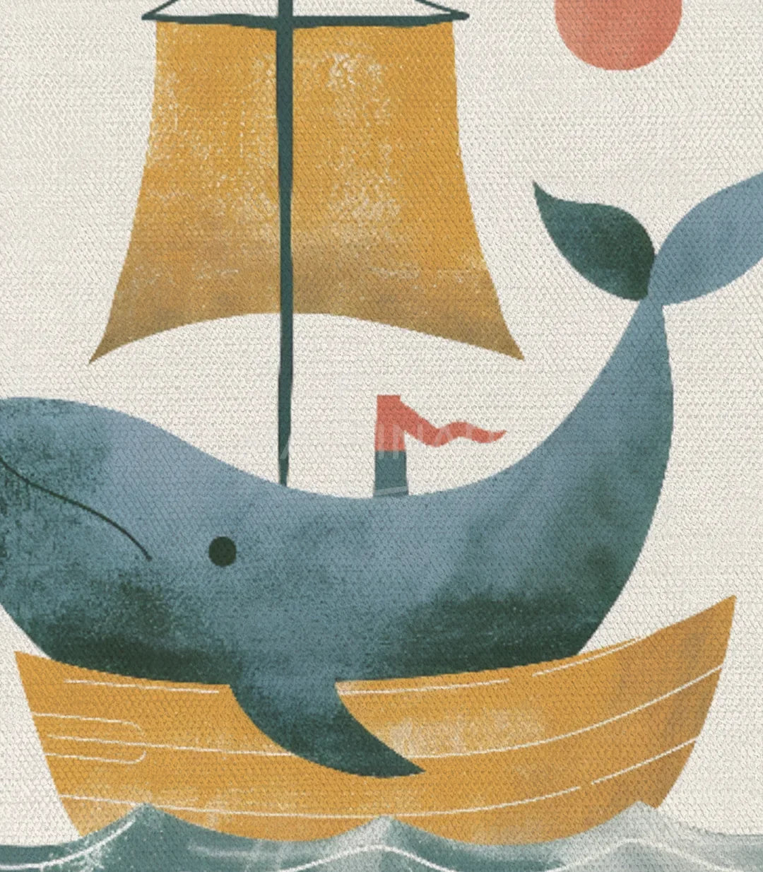 Ambientación decorativa — cuadro Whale Ride estilo escandinavo infantil Massinart