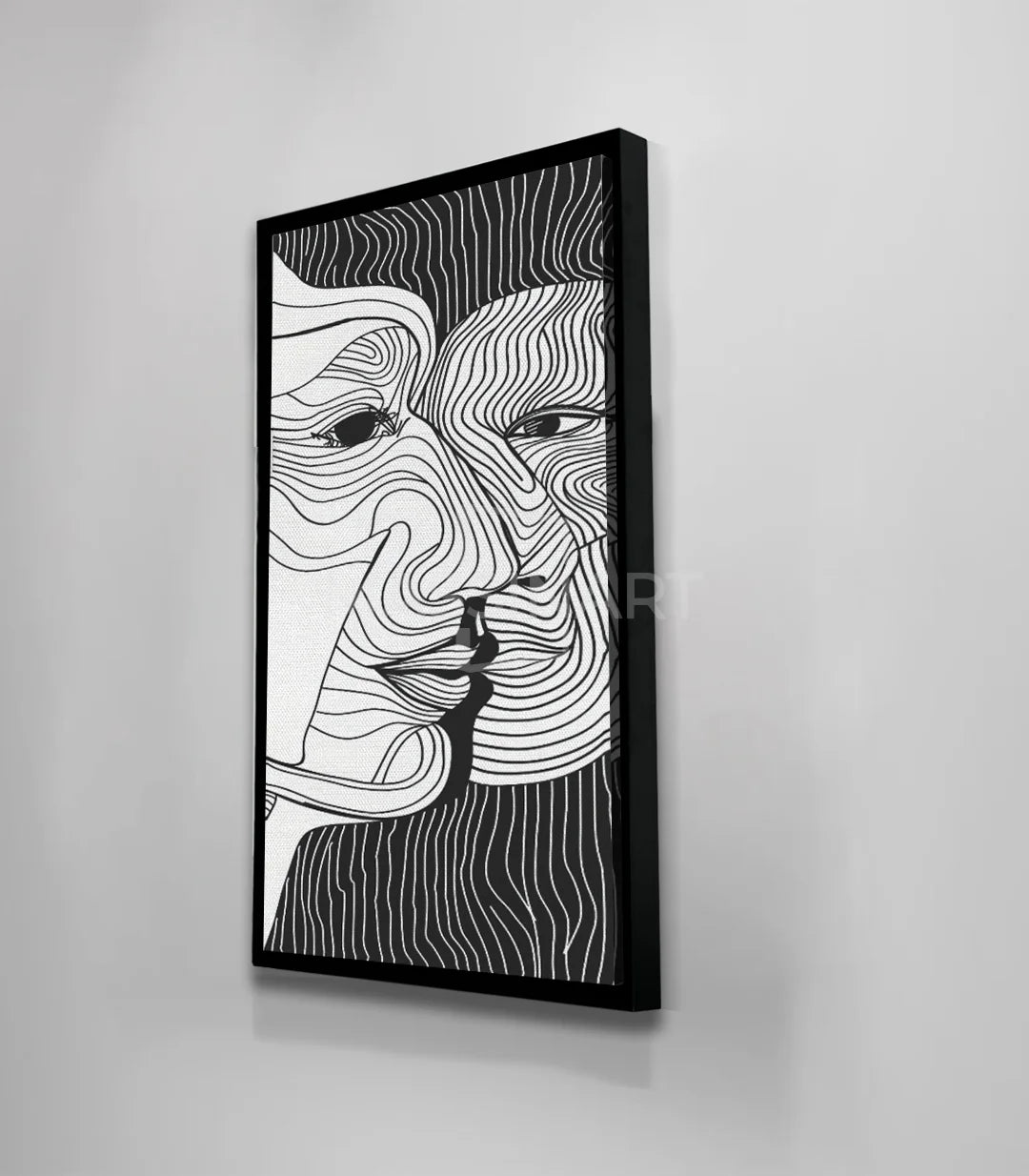 Cuadro Bond rostro abstracto negro y blanco Massinart — decoración de interiores pasillo