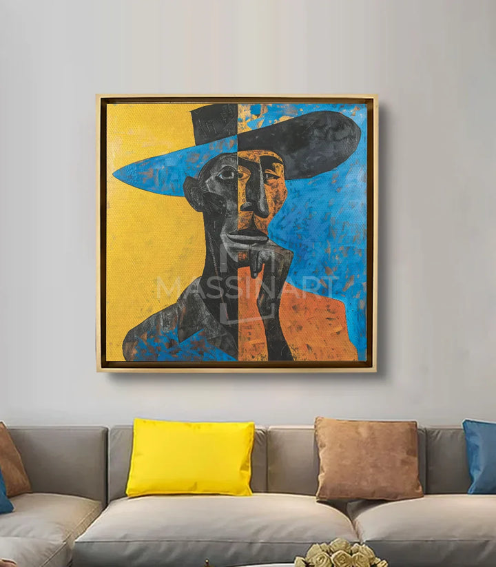 Cuadro abstracto Perhaps de Massinart — composición en salón moderno con decoración mural contemporánea