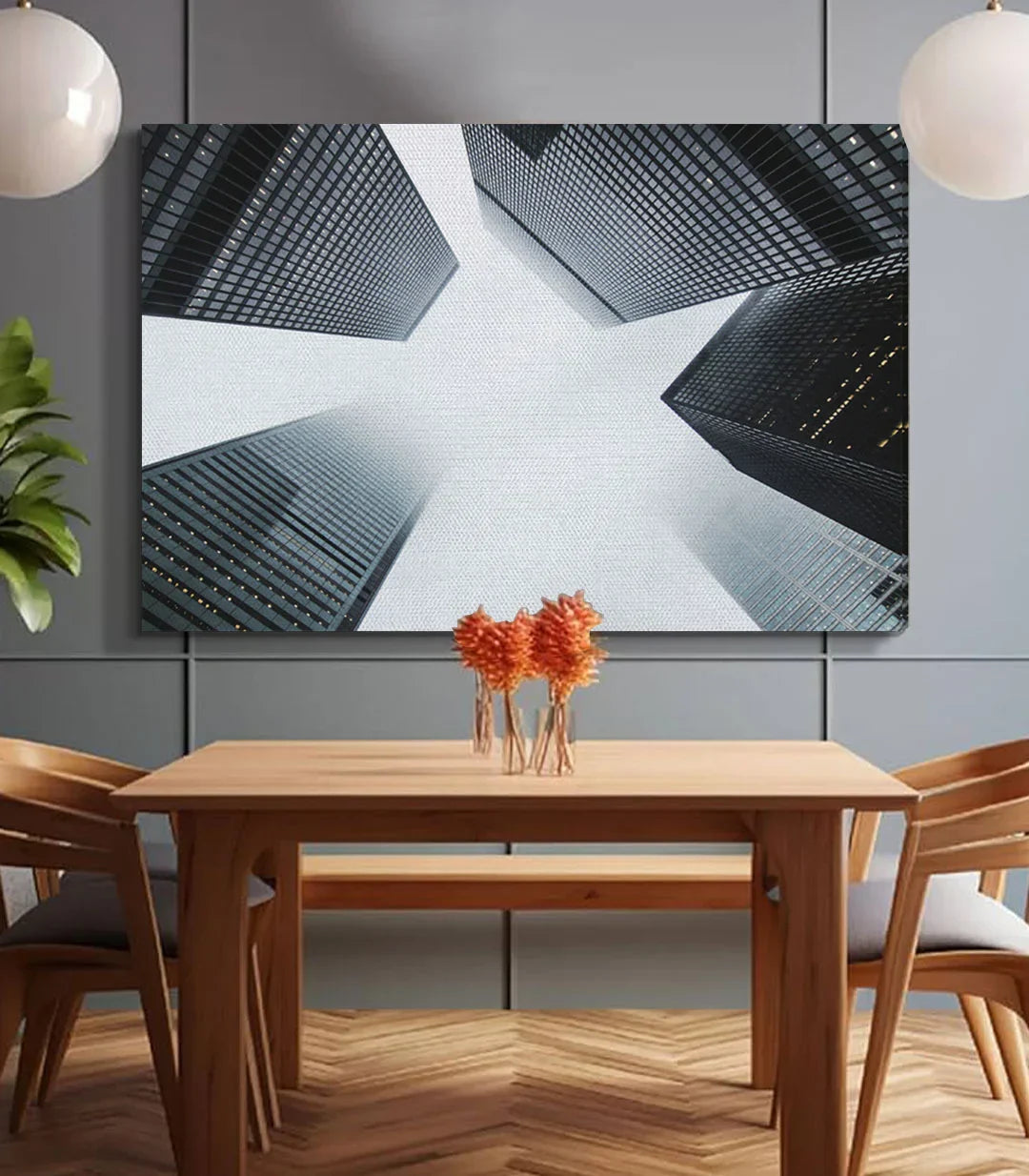 Cuadro cityscape rascacielos negro blanco minimalista Massinart