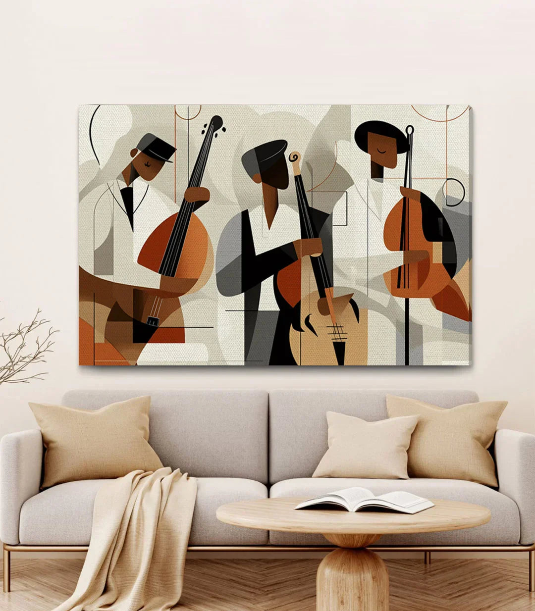 Detalle de colores del cuadro The Swinging Beat Massinart, paleta beige y negro