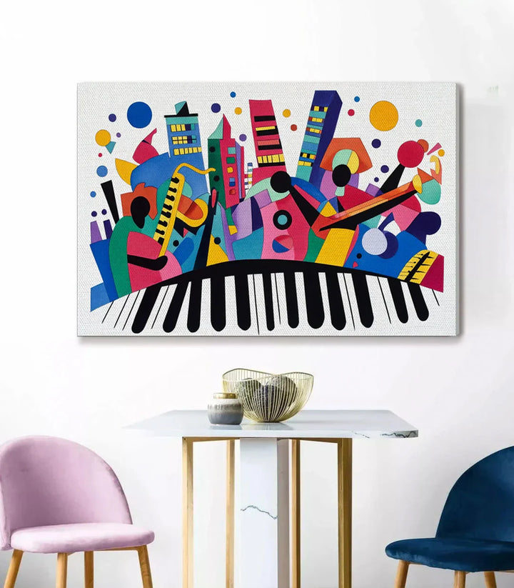 Harmonic Palette en salón contemporáneo — cuadro decorativo musical de pared — Massinart