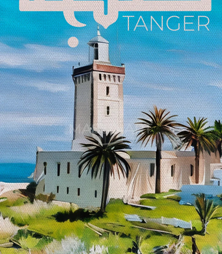 Cuadro faro de Tánger estilo póster vintage de viaje, Massinart