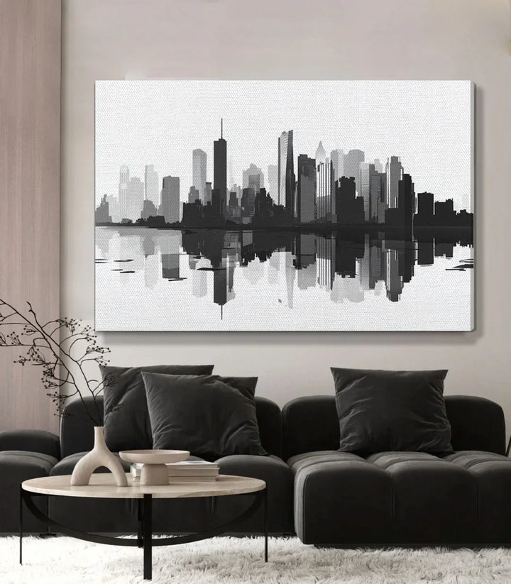 Decoración interior salón — arte urbano skyline silueta ciudad Massinart