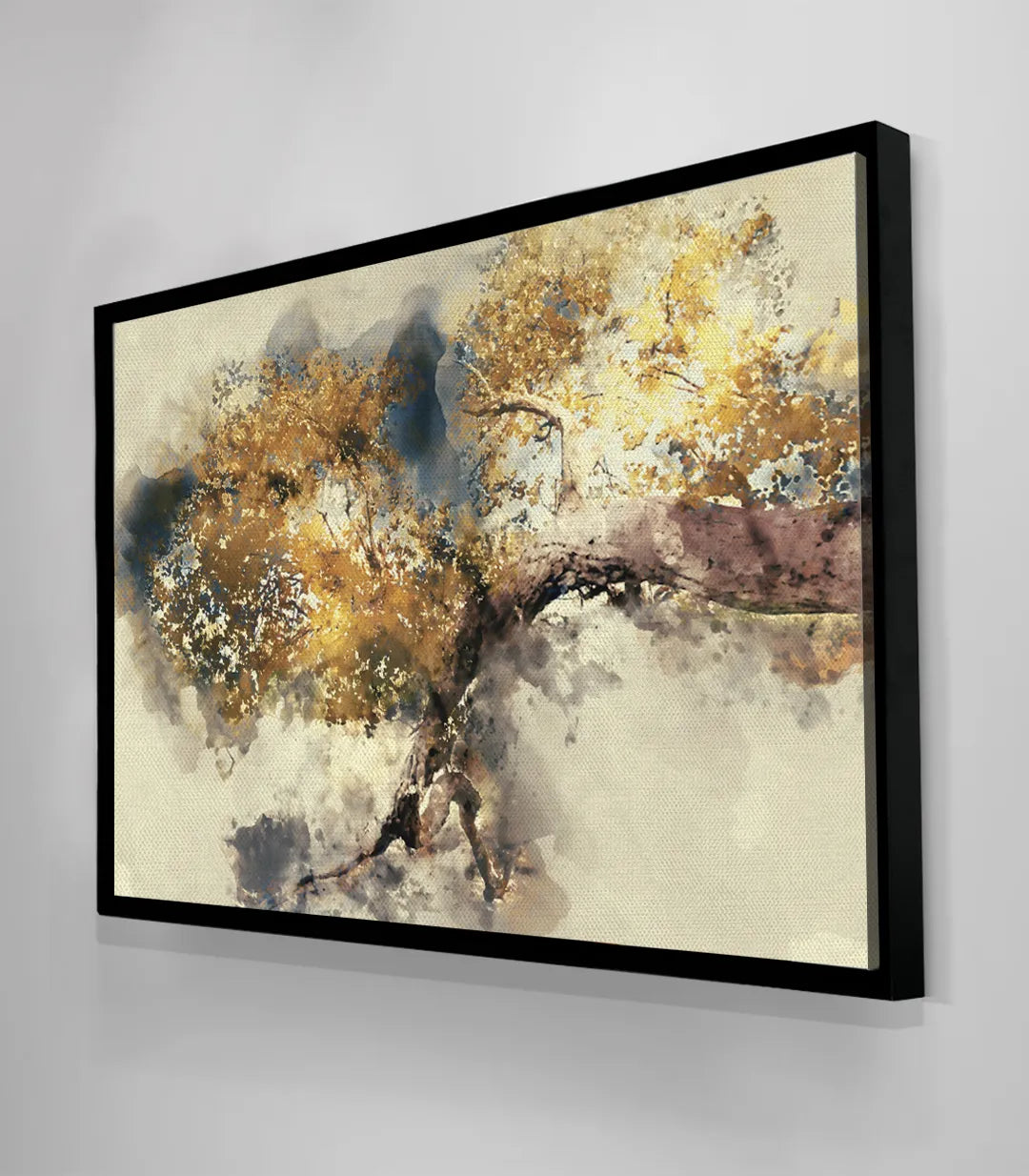 Ambientación Striving Branch — cuadro abstracto en decoración interior elegante y minimalista