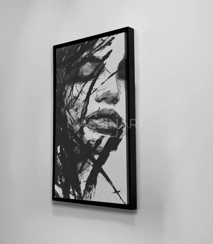 Cuadro Unbroken en decoración de salón — retrato blanco y negro enmarcado, Massinart