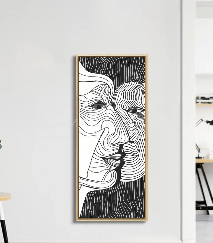 Decoración de pasillo con cuadro Bond rostro minimalista negro y blanco Massinart