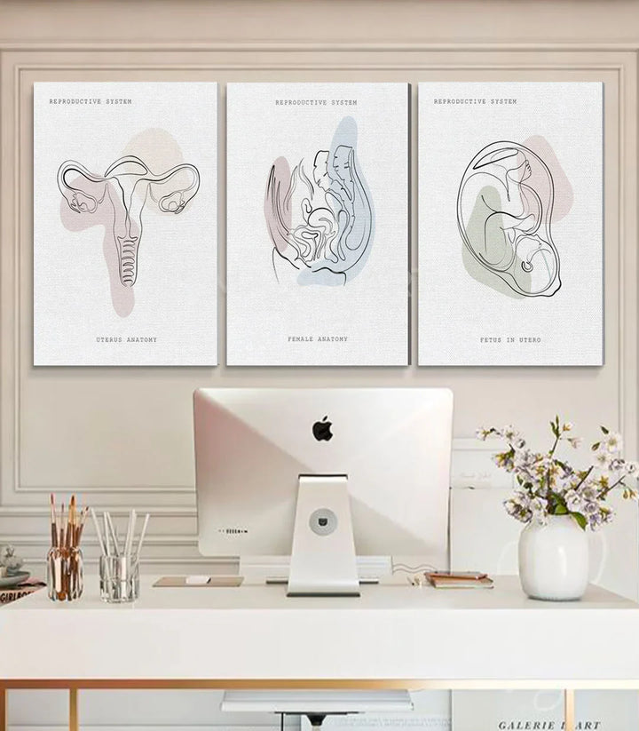 Tríptico Womb Essence en decoración de despacho moderno Massinart