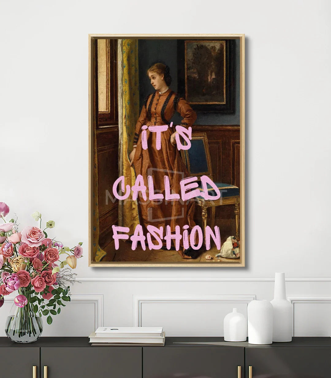 Decoración de interior con cuadro de mujer elegante en salón moderno, Massinart