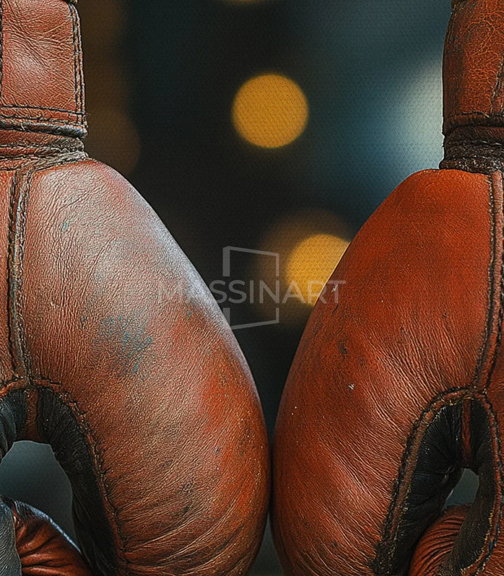 Cuadro guantes de boxeo Massinart — ambientación salón moderno