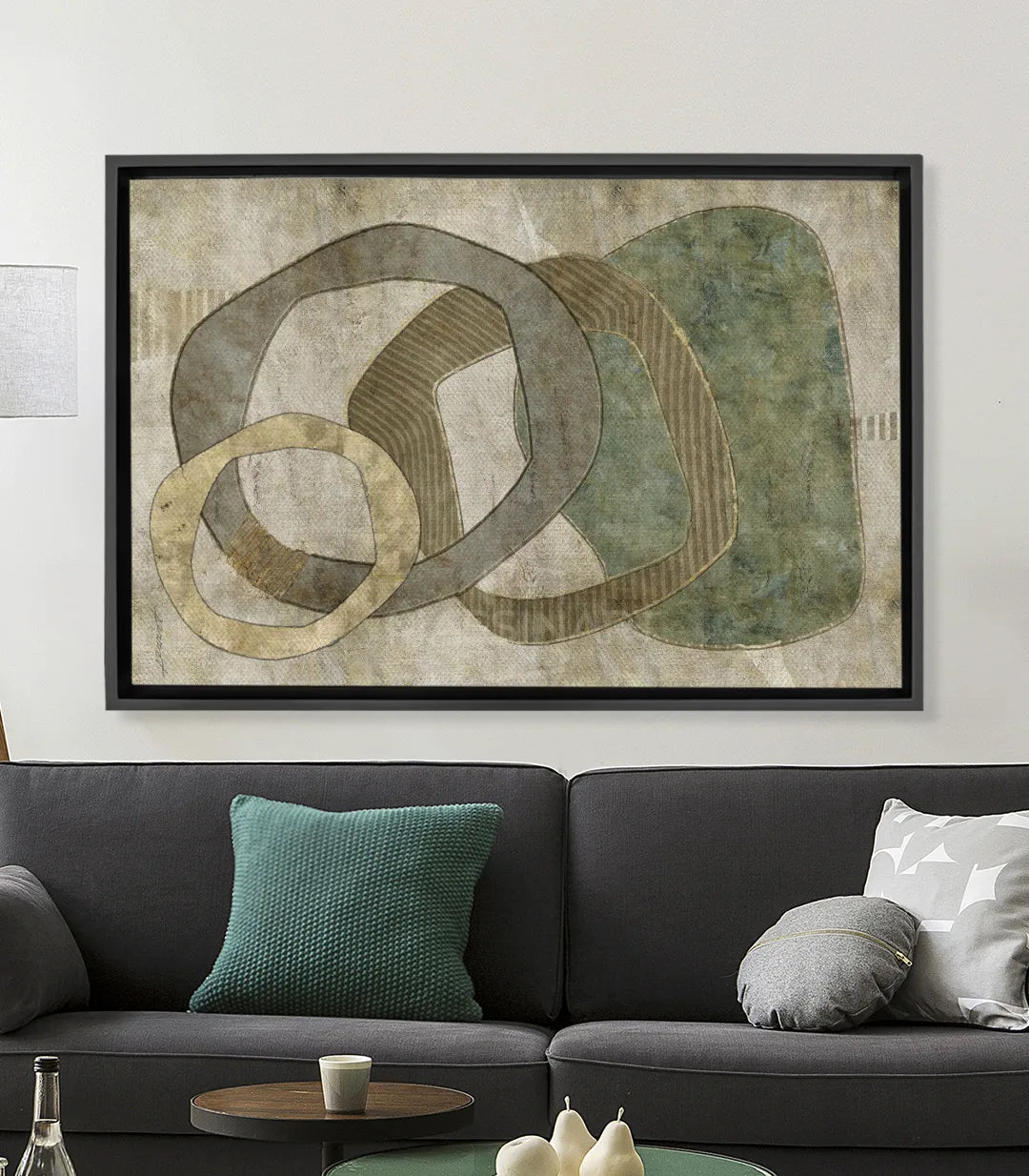 Cuadro abstracto Boho Oasis formas orgánicas beige dorado decoración pared Massinart