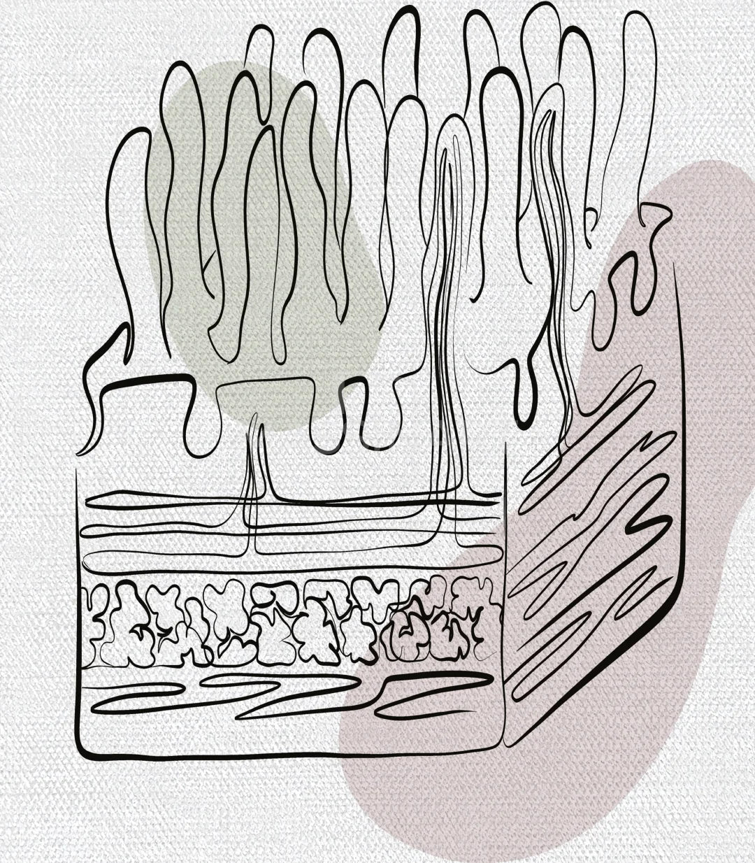 Cuadro Gastro Art tríptico, ilustración sistema gastrointestinal Massinart