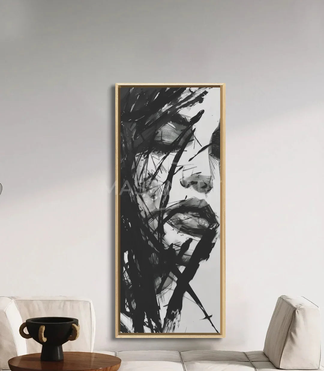 Decoración de pasillo contemporáneo — cuadro figurativo abstracto Unbroken vertical, Massinart