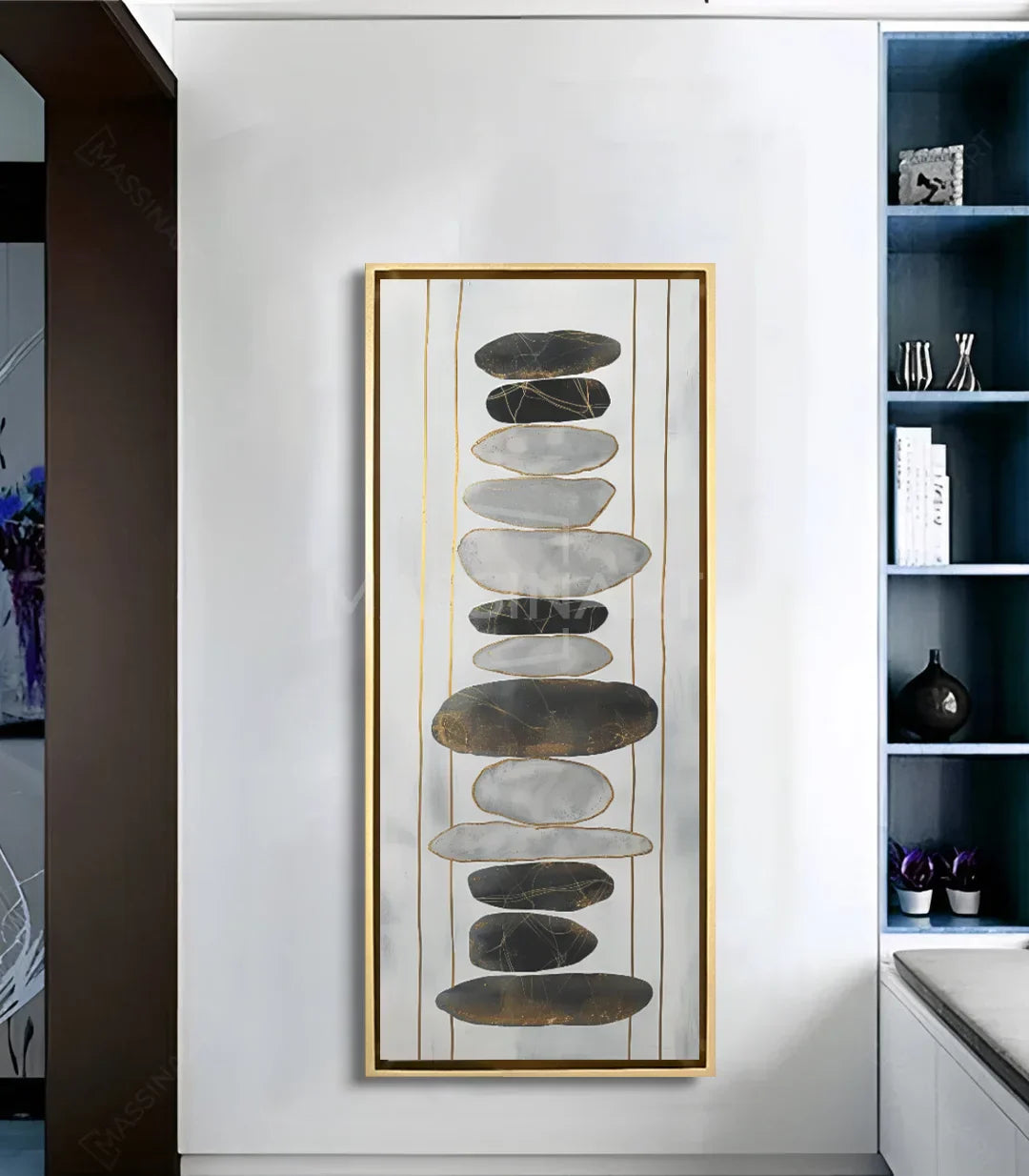 Cuadro Tranquil decorando un salón moderno contemporáneo Massinart
