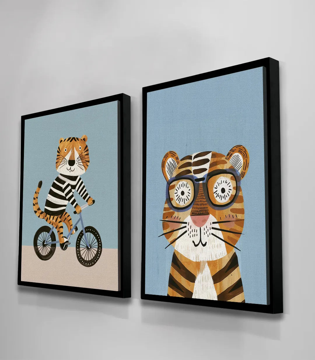 Díptico marco negro Tiger Ride — ambientación salón infantil Massinart