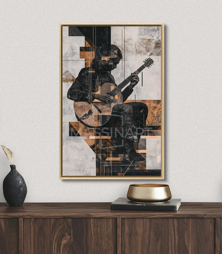 Cuadro Rhythmic Hands Massinart — detalle silueta guitarrista contemporáneo