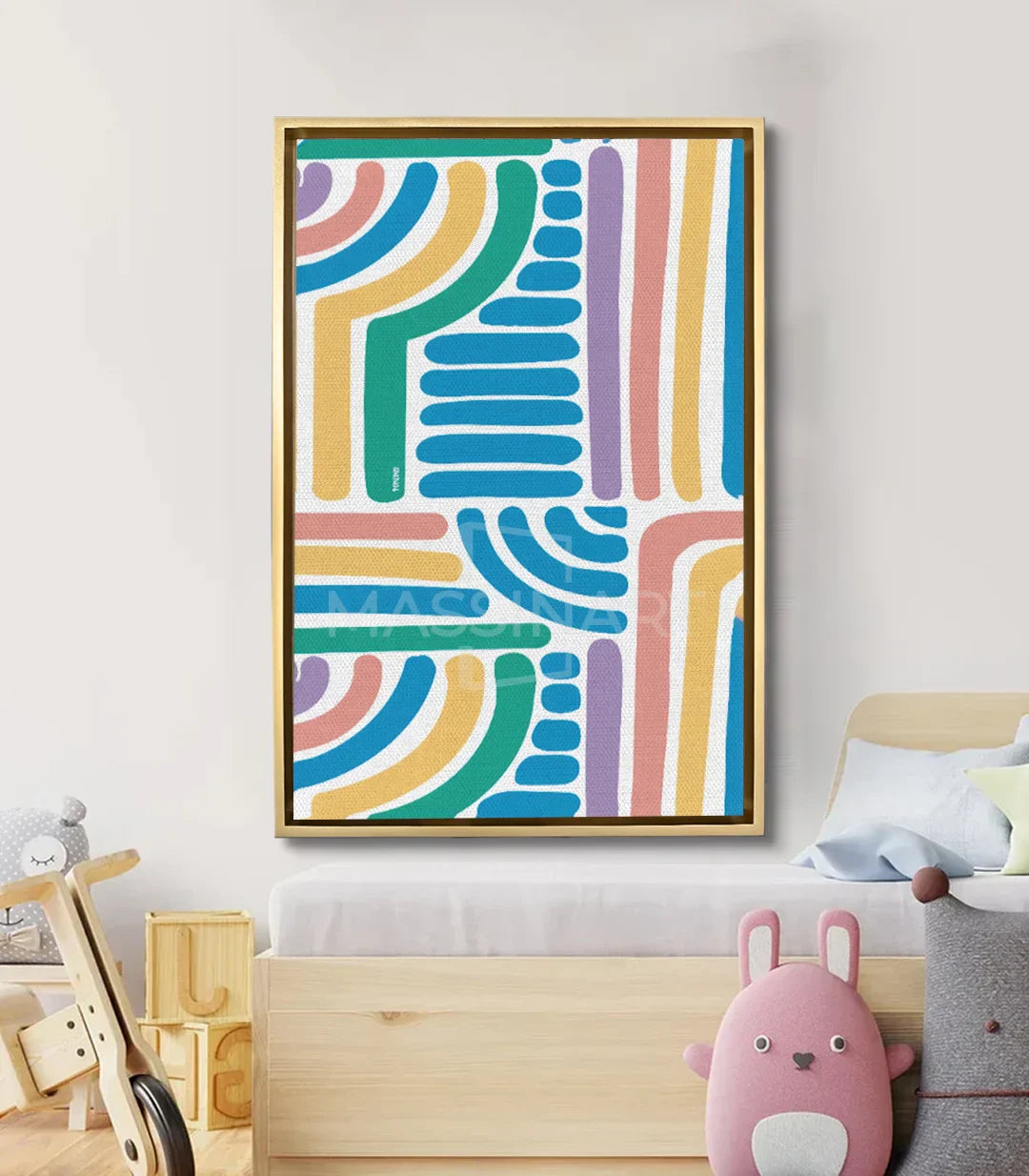 Cuadro Playful Paths en decoración de habitación infantil — Massinart