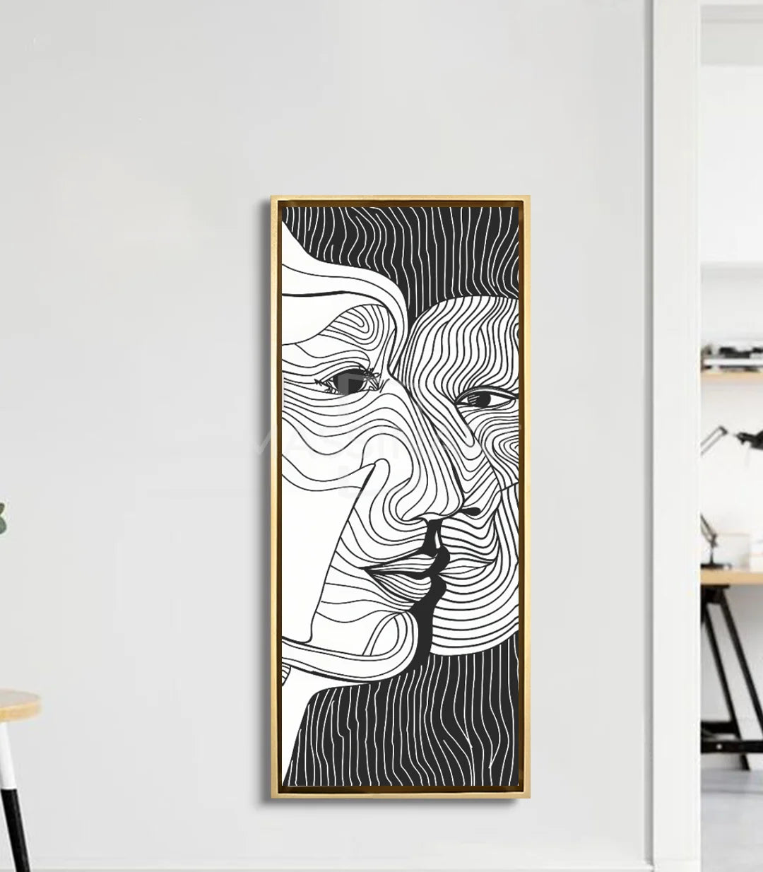 Cuadro Bond en salón moderno — retrato abstracto minimalista decoración mural Massinart
