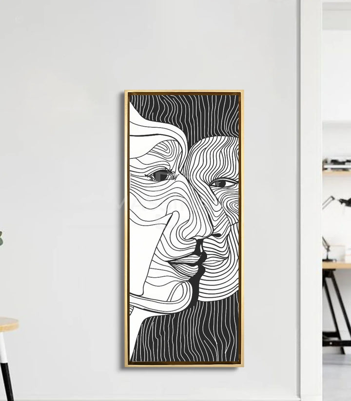 Cuadro Bond en salón moderno — retrato abstracto minimalista decoración mural Massinart