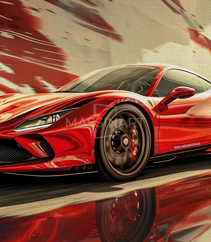 Cuadro coche deportivo rojo decoración interior moderno — Massinart