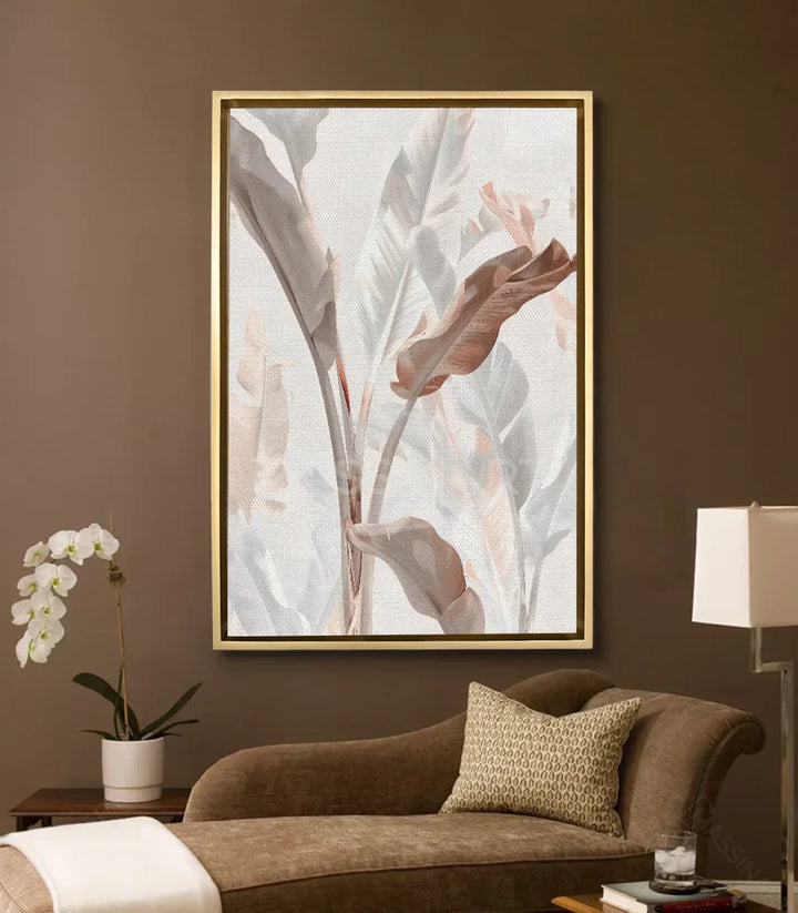 Cuadro Eden botánico vertical con marco negro en salón moderno — Massinart