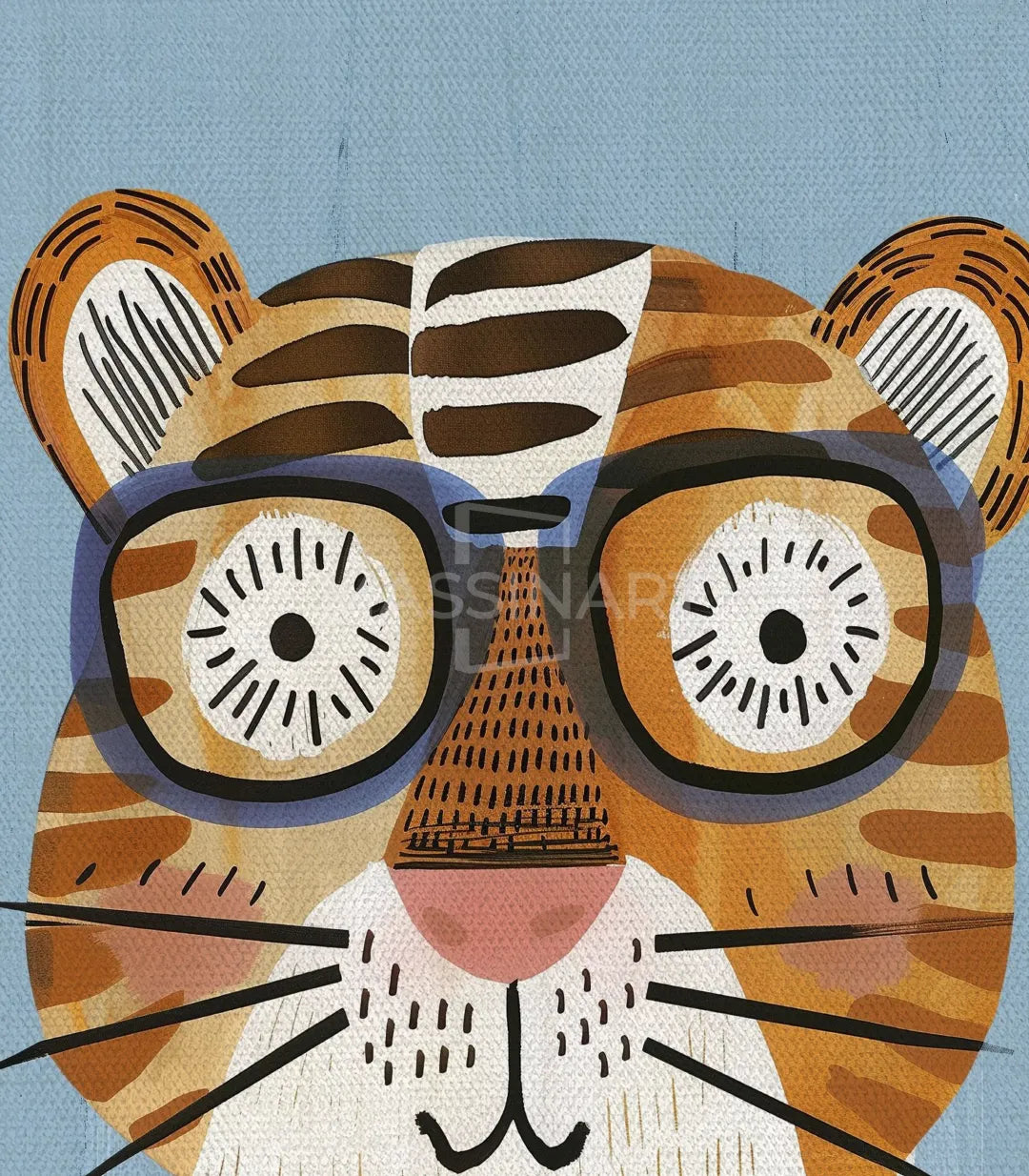 Cuadro animal Tiger Ride habitación niño — díptico ilustraciones coloridas Massinart