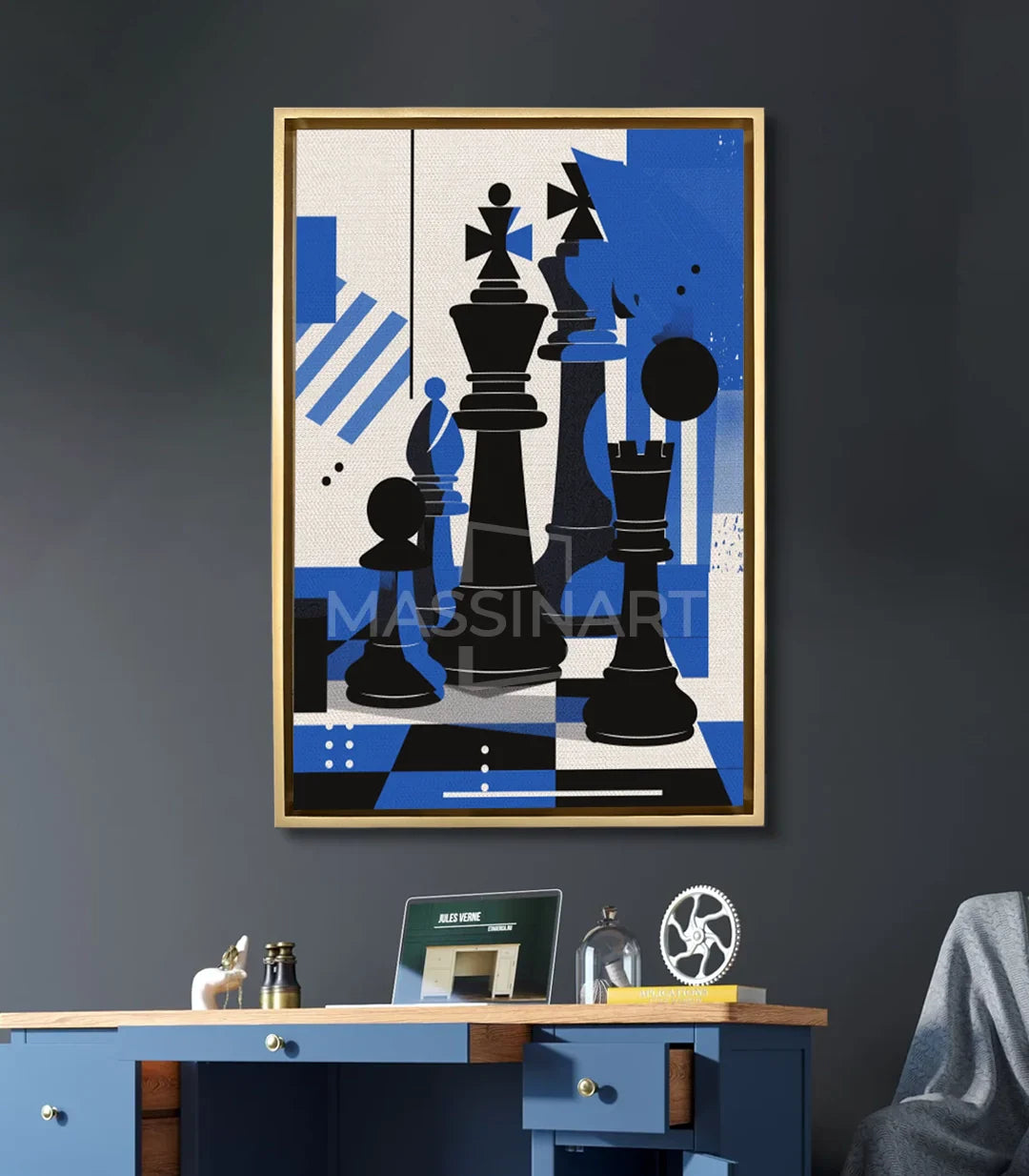 Cuadro Chess Massinart — ambientación en escritorio moderno con decoración mural