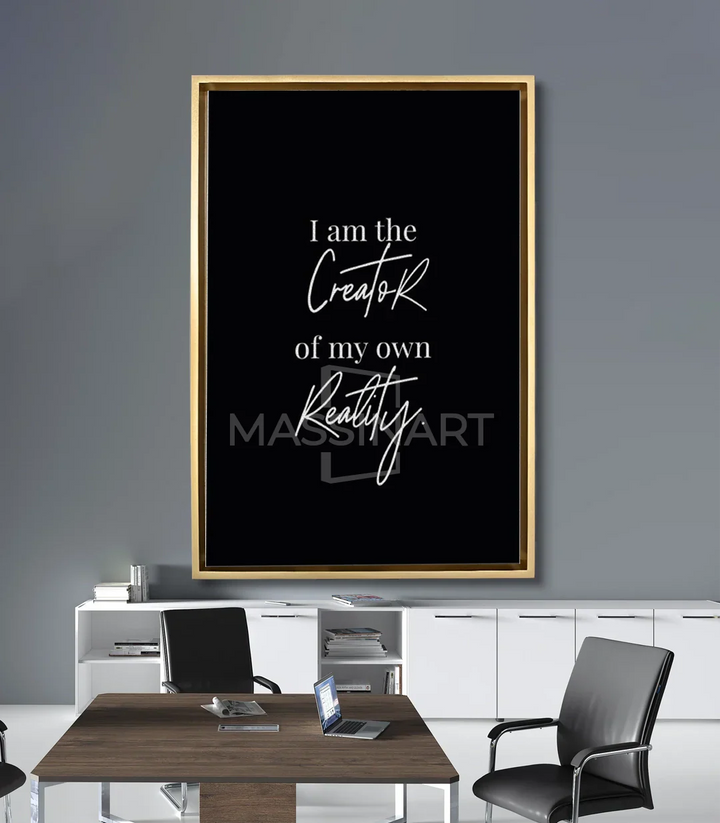 Cuadro motivación en oficina moderna con diseño tipográfico minimalista Massinart