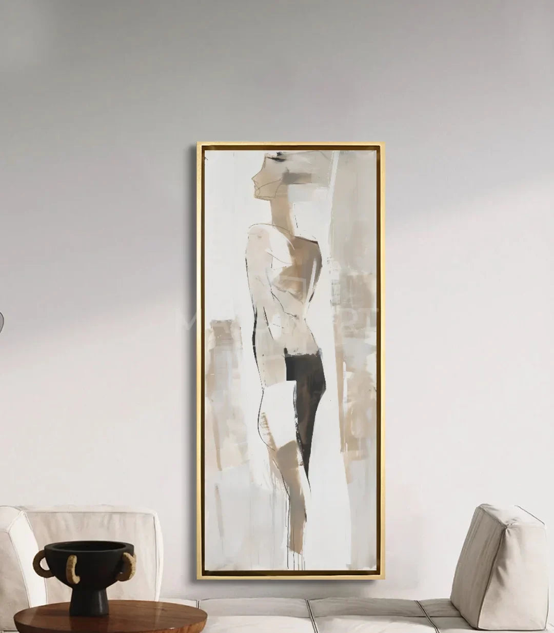 Cuadro silueta femenina vertical en salón moderno, decoración de pared — Massinart