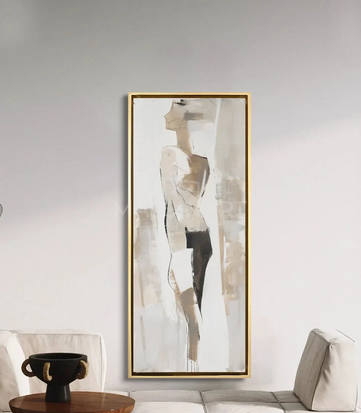 Cuadro silueta femenina vertical en salón moderno, decoración de pared — Massinart