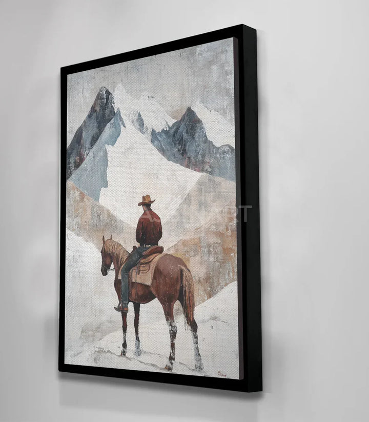Cuadro Cowboy western vertical en salón con decoración oriental — Massinart