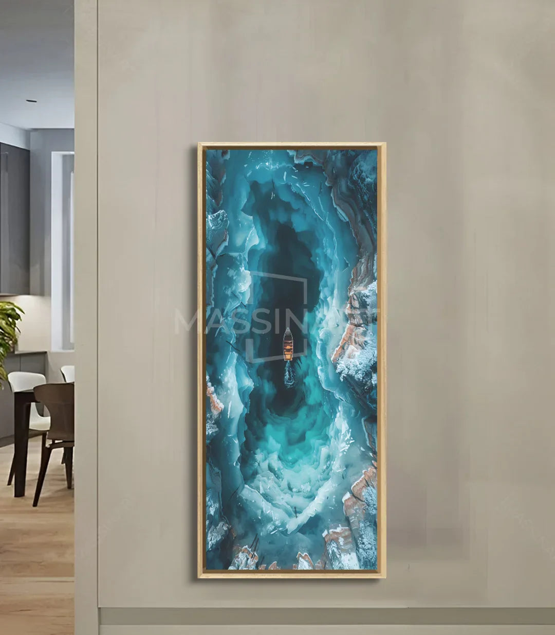 Fotografía aérea marina vertical decoración pasillo interior Massinart