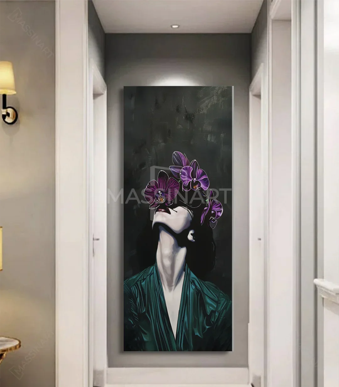 Cuadro In Purple — retrato floral en violeta y turquesa | Massinart