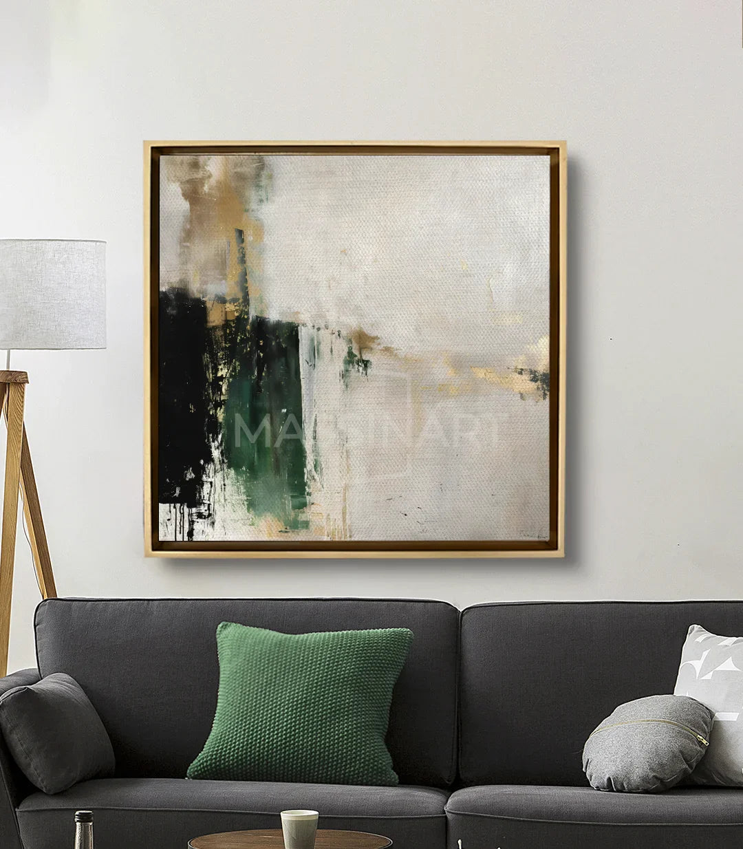 Cuadro Allure sobre sofá gris en salón moderno — decoración contemporánea Massinart
