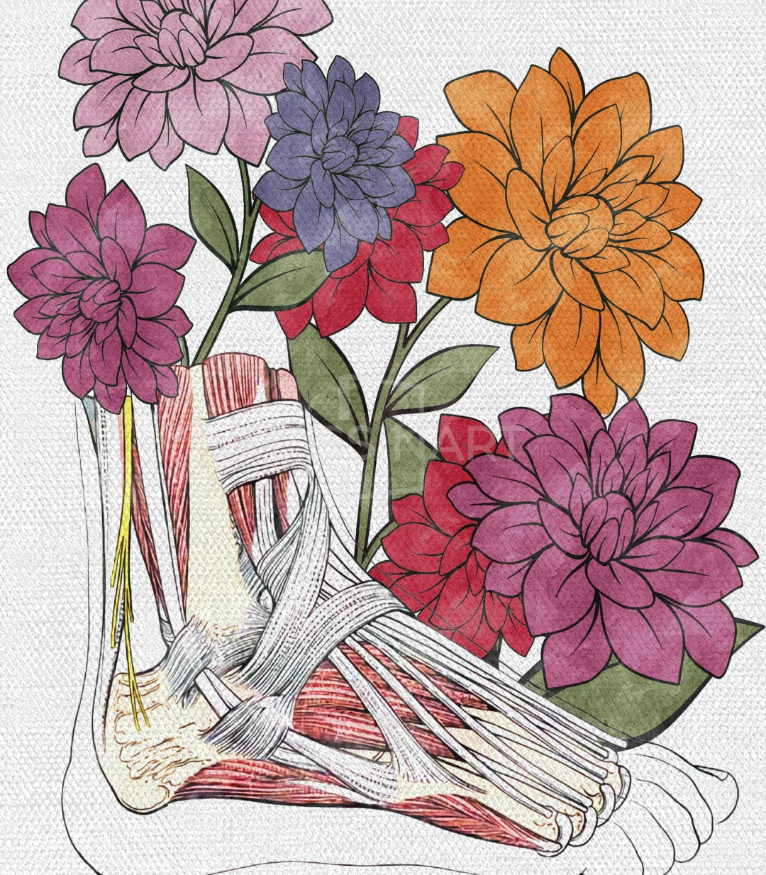 Díptico Floral Bones decorando pared de madera en interior moderno — Massinart