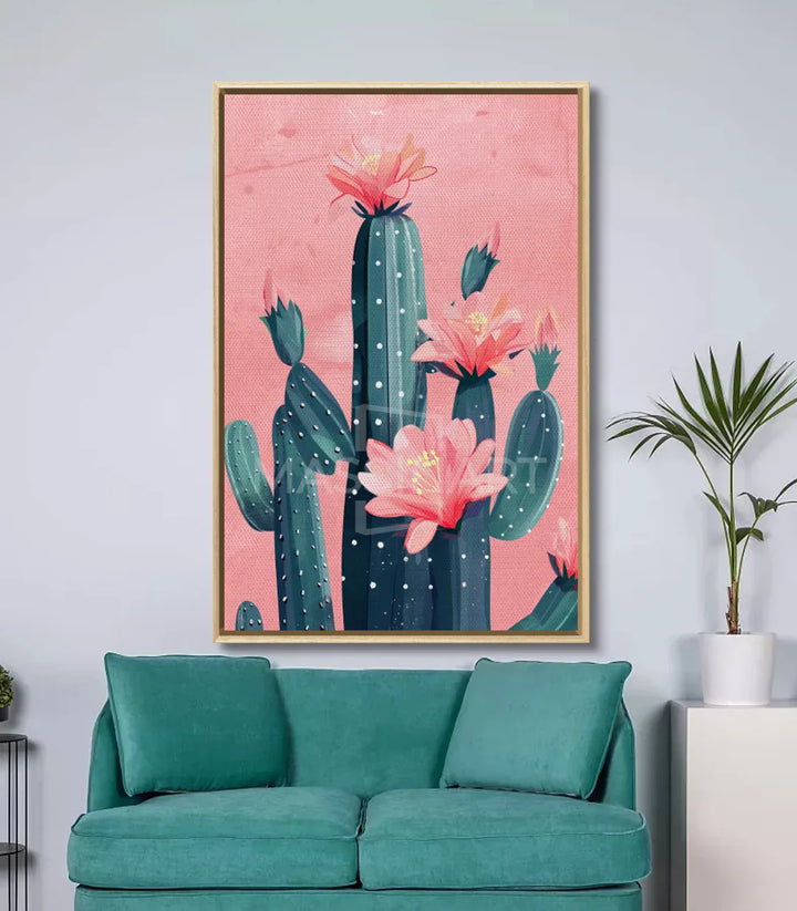 Decoración de pasillo con cuadro Blooming Cactus Massinart estilo botánico contemporáneo