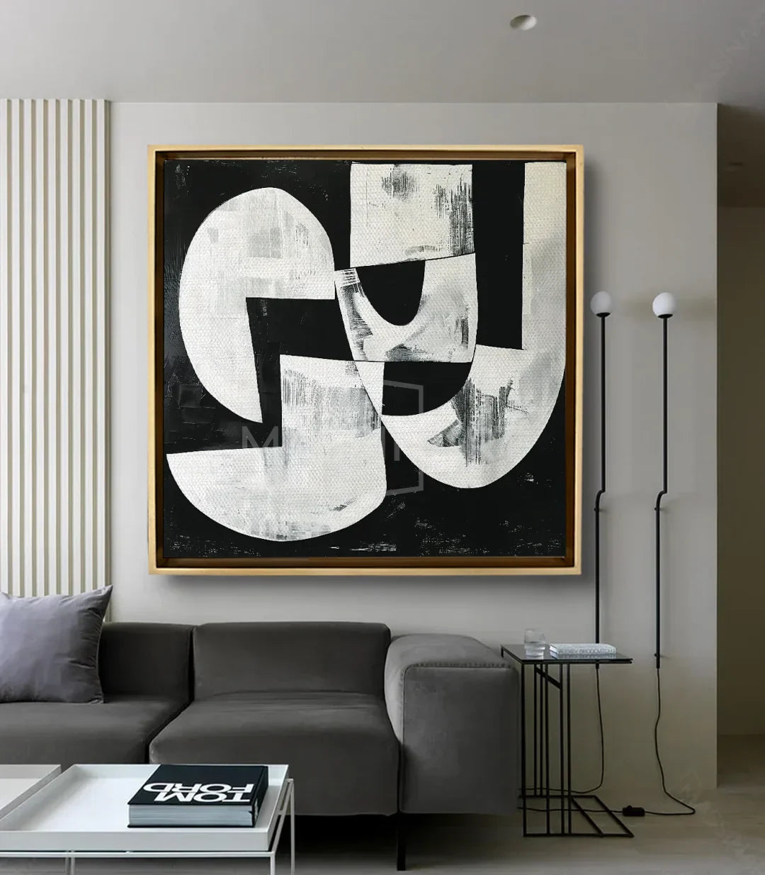 Cuadro Rhythm Massinart — ambientación en salón moderno minimalista