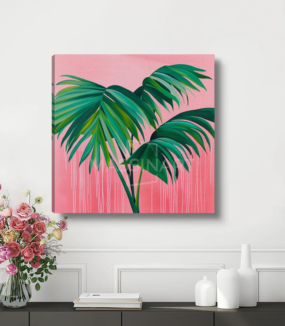 Cuadro naturaleza minimalista Soft Fronds Massinart — detalle pintura