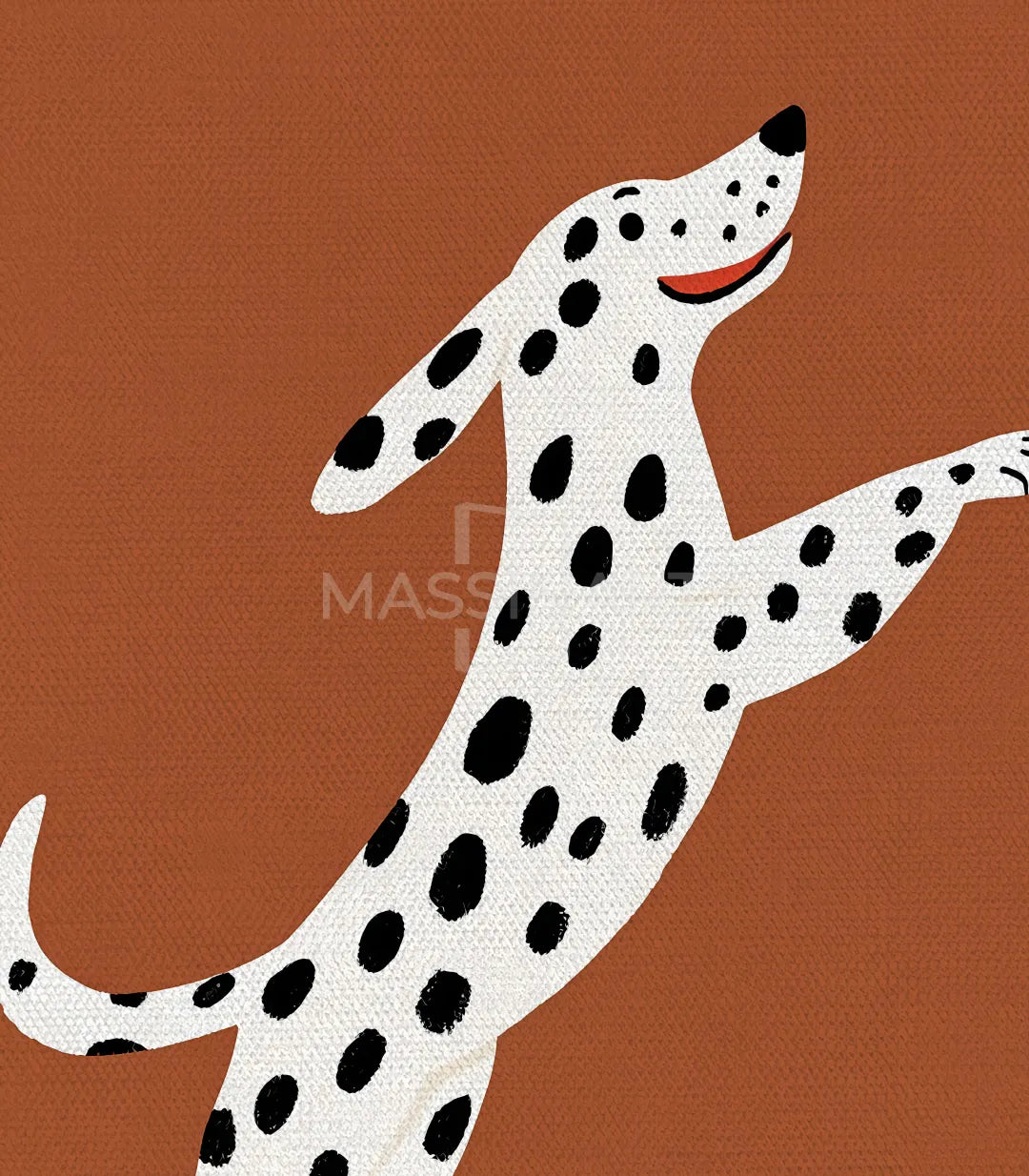 Detalle cuadro Joyful Paws — dálmata con frisbee azul, estilo lúdico para habitaciones infantiles