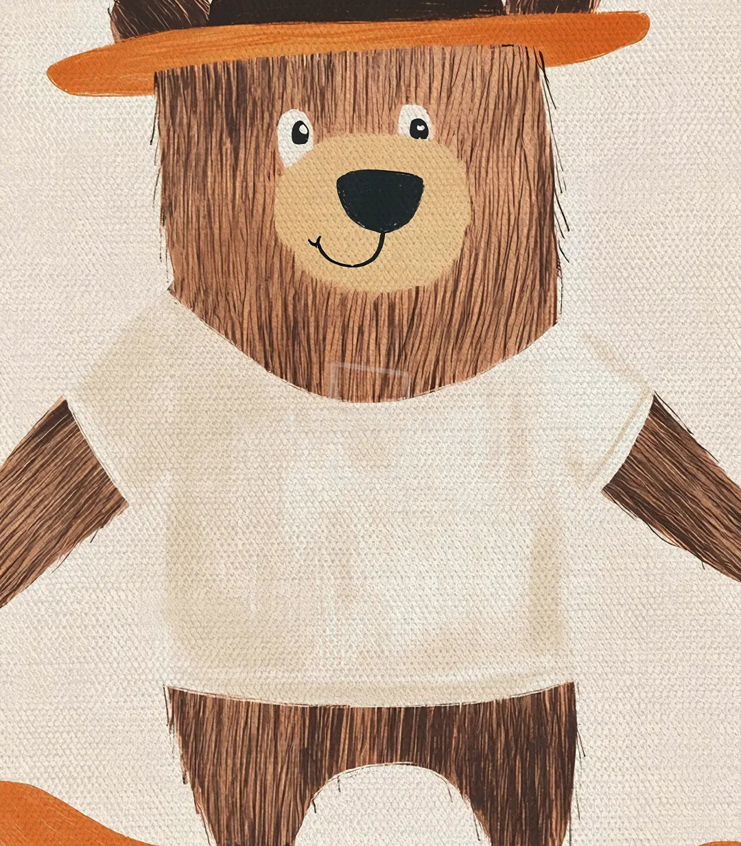 Cuadro cowboy oso beige marrón decoración infantil Massinart