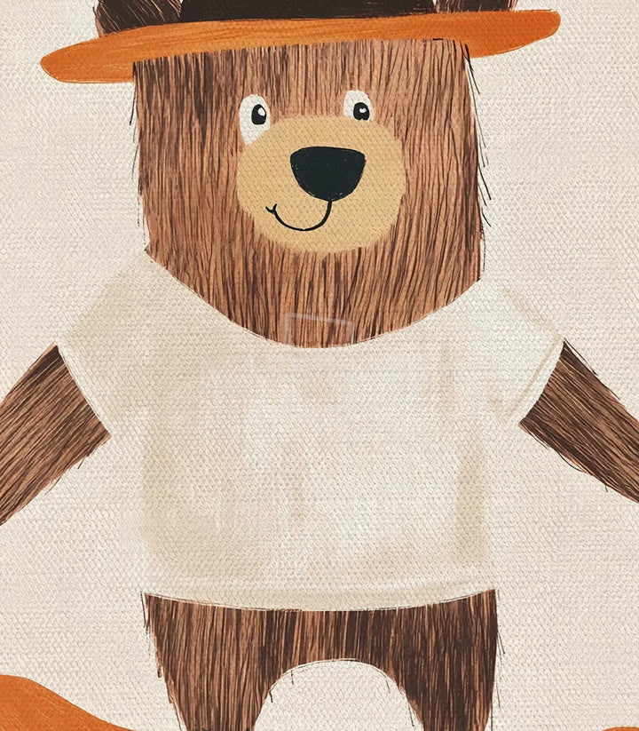 Cuadro cowboy oso beige marrón decoración infantil Massinart