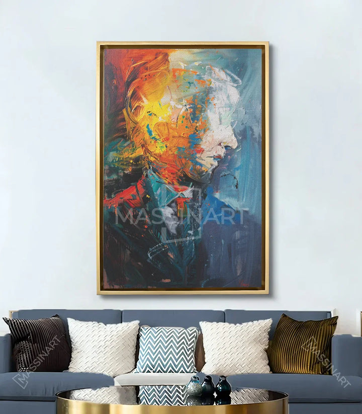 Cuadro Aura decoración salón moderno gris, ambientación de interior, Massinart